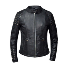 Title: Unik International Women’s Black Lambskin Leather Riding Jacket Medium picture