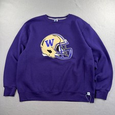 Vintage Russell Athletic Washington Huskies Sweatshirt Men XL Purple V Notch Y2K picture