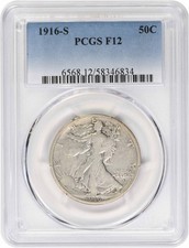 1916-S Walking Liberty Silver Half Dollar F12 PCGS picture