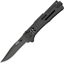 SOG Slimjim Lockback Black A/O Assisted Stainless Plain Folding Knife SJ32CP picture