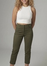 NWT Talbots Women’s Size 14P Green Cotton Blend Curvy Perfect Crop Pant picture