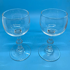 80’s Unknown Maker Crystal Wine Glass 5” Plain Round Bowl Clear Wafer Stem picture