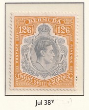 Bermuda Stamps 1938 12/6 Grey & brownish orange (Issue 2) MH SG120a CV £225 picture