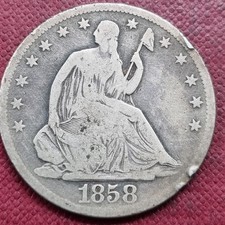 1858 S Seated Liberty Half Dollar 50c Better Grade  #103110 picture