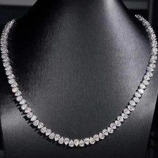 20.00 Ctw Pear Cut Lab Created Diamond Tennis Necklace 925 Sterling Silver picture