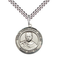 Sterling Silver Saint Maximilian Kolbe Medal Pendant 24