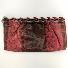 Gucci Vintage Pink/Black Karung Python Snakeskin Frame Clutch  picture
