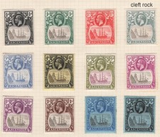 Ascension 1924 ½d - 3s set of 12 f mint, 2d with the cleft rock variety picture