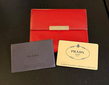 ❤️ Authentic Prada Vitello Gold Leather Bifold Wallet – Fuoco Red picture
