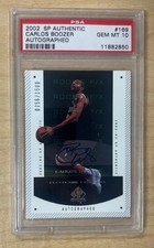 2002-03 SP Authentic #169 Carlos Boozer Auto RC /1500 Rookie F/X PSA 10 GEM MINT picture