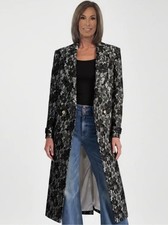 Alice + Olivia Jimmy Lace Trench Coat Off White Black Medium M NWT picture