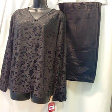 New Vintage Y2K 90s Velvet Burnout Sheer  Top Pajama Set Whimsigoth Grunge Med picture
