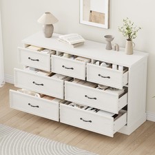 6 7 Drawer Dresser for Bedroom, Storage Wooden Chest of Drawers with Handle Unit picture