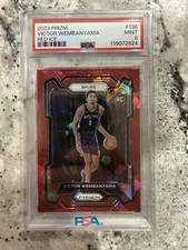 2023-24 Panini Prizm Victor Wembanyama #136 Prizm PSA 9 Red Cracked I’ve picture