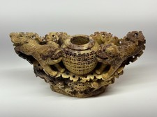 Vintage Hand Carved Soapstone/Steatite Incense Burner, Foo Dogs - China 12x5.5
