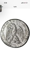 BEAUTIFUL Large Silver Roman Coin w COA Eagle Facing Wings Spread CERTIFIED picture
