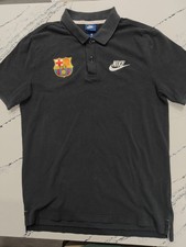 Nike FC Barcelona Mens Polo Shirt Medium Black Crest Soccer Football picture