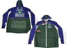 New Milwaukee Bucks Mens Mitchell & Ness Full Zip Big Shot Vintage Jacket $135 picture