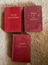Baedecker's travel books Paris 1896 , Southern Germany 1910, Rhine 1896 3 books picture