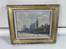 VTG English Oil Painting On Board Signed by John Webster  Silver Frame 12” x 10