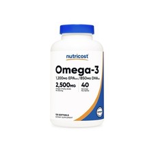 Nutricost Omega 3 Fish Oil 2500mg EPA 1200mg DHA 850mg Non GMO - 120 Softgels picture