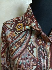 Vintage 70s Dagger Collar Shirt Womens L  XL Paisley   picture