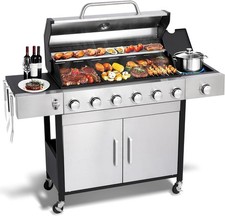 6-Burner Propane Gas BBQ Grill with Side Burner 69000 BTU Stainless Steel Grills picture
