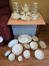 VTG 82 Piece Set Johann Haviland Bavaria Blue Garland China; Setting For 8 Plus. picture