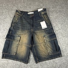 NWT Bershka Blue Jean Cargo Shorts Men’s 38 Baggy Skater Style NEW picture