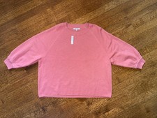 NWT Madewell Textured Knit Raglan 3/4 Puff Sleeve Sweater - Coral Pink - Medium picture