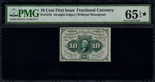 FR-1243 $0.10 First Issue Fractional Currency - 10 Cents - Graded PMG 65 EPQ picture