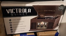 Victrola The Quincy 6-in-1 Bluetooth Record Player Turntable Mahogany picture