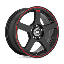 18x8 Motegi MR116 FS5 Matte Black Red Racing Stripe Wheel 5x100/5x4.5 (35mm) picture