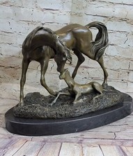 Vintage Detailed Bronze Horse Foal Figure Cast Solid Metal Statue Colt Figurine picture