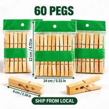 60X Wood Wooden 2 Inch Clothespins Laundry Clothes Pins Crafts Photos Pins US picture