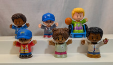 6x Fisher Price Little People Figure Lot, Wheelchair, Basketball, Crossing Guard picture