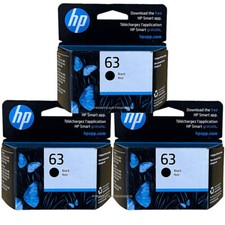 3 Black HP 63 3pack Black Ink Cartridges New Genuine Retail Box picture