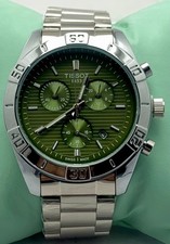 Refurbished Luxury Look Tissot Chronograph Green Dial Quartz Men's Wristwatch picture