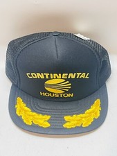 Vintage Continental Airlines Trucker Hat Snap Back Continental Houston NWT picture