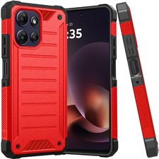 For Moto G power 2026 Premium Tough Lined Design Hybrid Case With FREE Glass picture