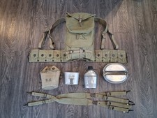 WWII M1923 Cartridge Belt,  M1928 Haversack, Canteen, Suspenders picture