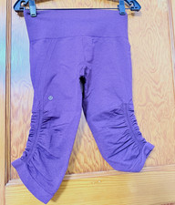 lululemon athletica Capri Leggings High Rise Yoga Solid Purple 8 18
