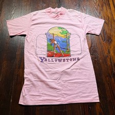 Vintage 1988 Stedman Yellowstone Shirt Mens M Pink 80s Graphic Single Stitch USA picture