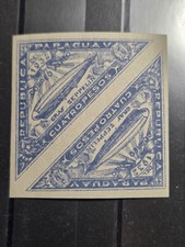 Paraguay 1932 Zeppelin Trizngle 4 Pedos Pair Imperfect NH picture