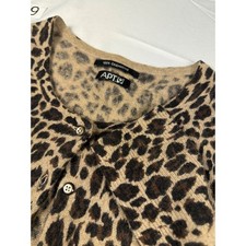 Apt. 9 Womens 100% Cashmere Leopard Print Button Front Cardigan Sweater Large picture