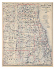 Historic vintage poster Chicago Bicycle map 1897 16x20 picture