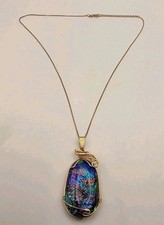 Gorgeous Blue/Green/Purple Diachronic 1/20 14K Goldfilled Wired Wrapped Necklace picture