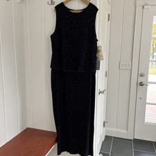 Onyx Nite Formal Dress Long 24 Beaded Layered Eveningwear Black Sleeveless NWT picture