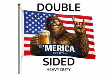’Merica Bigfoot Flag EST 1776 Patriotic USA 3x5 ft Funny Beer Banner Funny Flag picture