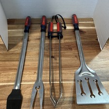 Craftsman 4 Piece BBQ Tool Set Grill Tools Spatula Fork Tongs Brush - Never Used picture